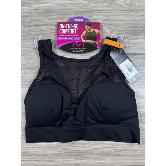 Maidenform Pure Comfort High-Neck Wireless Pullover Bra – Black, Small, NWT - Picture 1 of 5